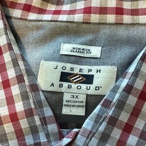 Joseph Abboud Men's Red and Gray Checkered Button Down Shirt
